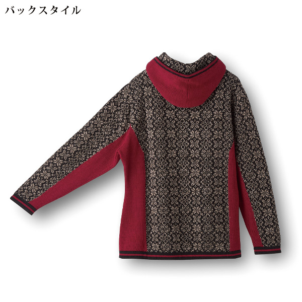 ジャカードアルパカフード付カーディガン 大きいサイズ M LL 3L