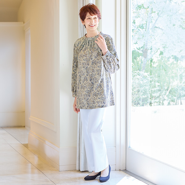 リバティプリントコーデュロイブラウス 大きいサイズ M LL 4L