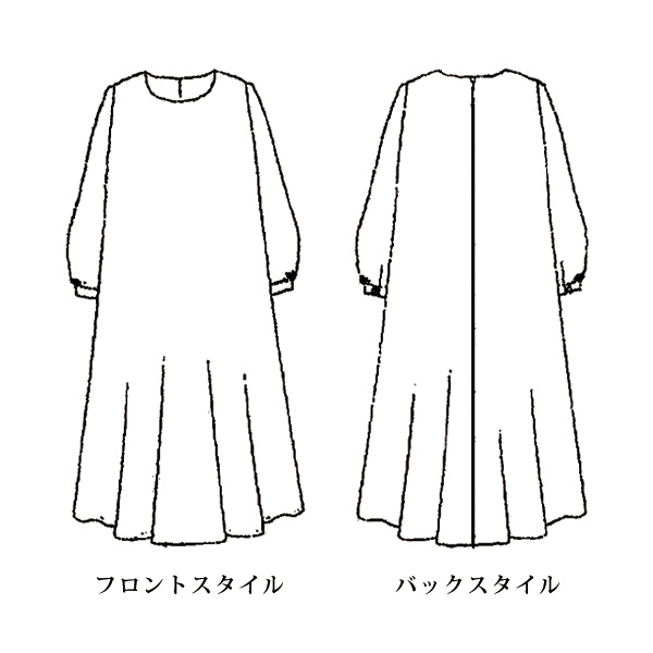 袖カットジャカードワンピース 大きいサイズ M LL 4L