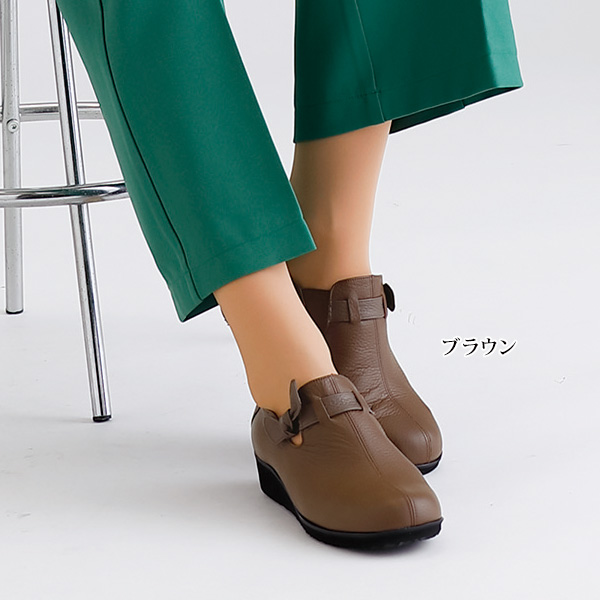 牛革F（5E）サイドリボンウォーキングシューズ 大きいサイズ 5E