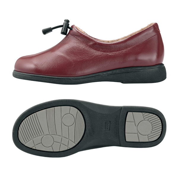 牛革F（5E）ボア付きウォーキングシューズ 大きいサイズ 5E