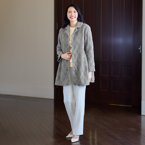 パイルニットジャカード ジャケットコート 大きいサイズ M LL 4L