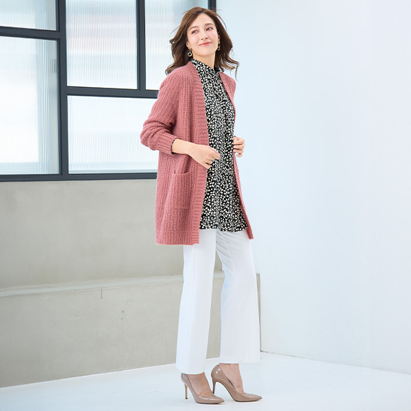 モヘア入りニットカーディガン 大きいサイズ M L LL 3L