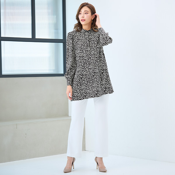 プリントブラウス 大きいサイズ M LL 4L