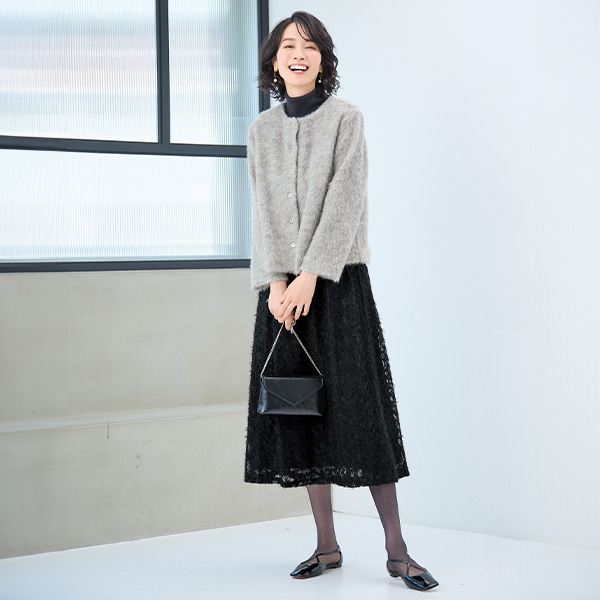 レース刺しゅうスカート 大きいサイズ M LL 4L