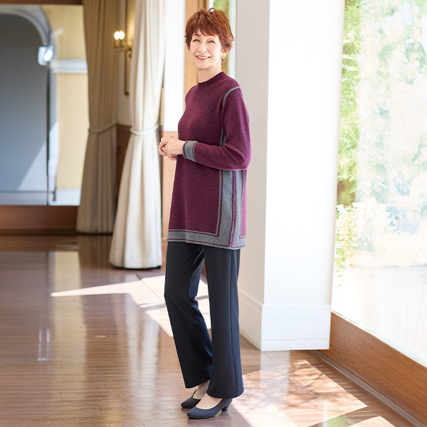 ウール100％デザインセーター 大きいサイズ M LL 4L