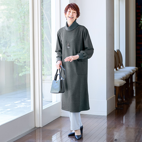 ソフトサーモ 裏起毛ワンピース 大きいサイズ M LL 4L