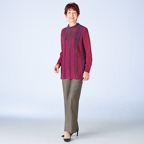 かすり糸使いジャカードセーター 大きいサイズ M LL 4L