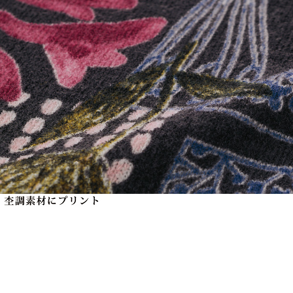 襟付きプリント切替えチュニック