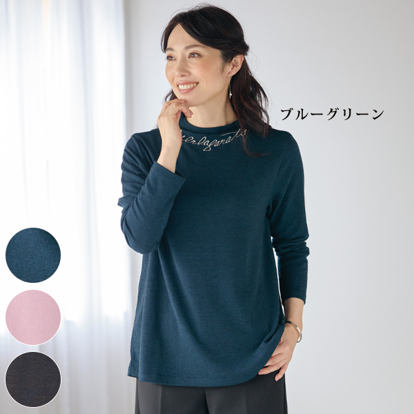 襟元刺しゅうデザインカットソープルオーバー