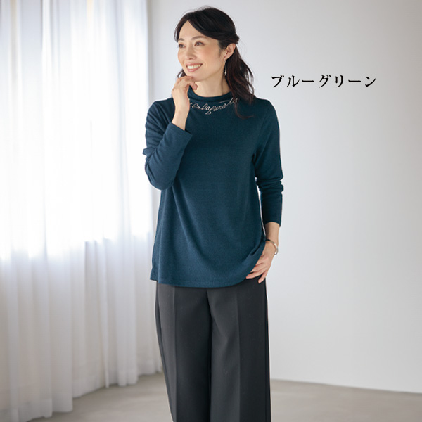 襟元刺しゅうデザインカットソープルオーバー