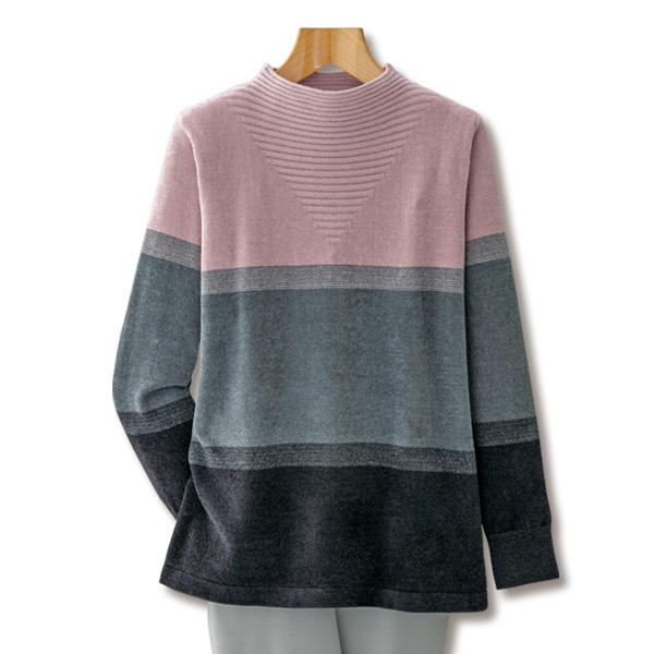 配色モールニットプルオーバー