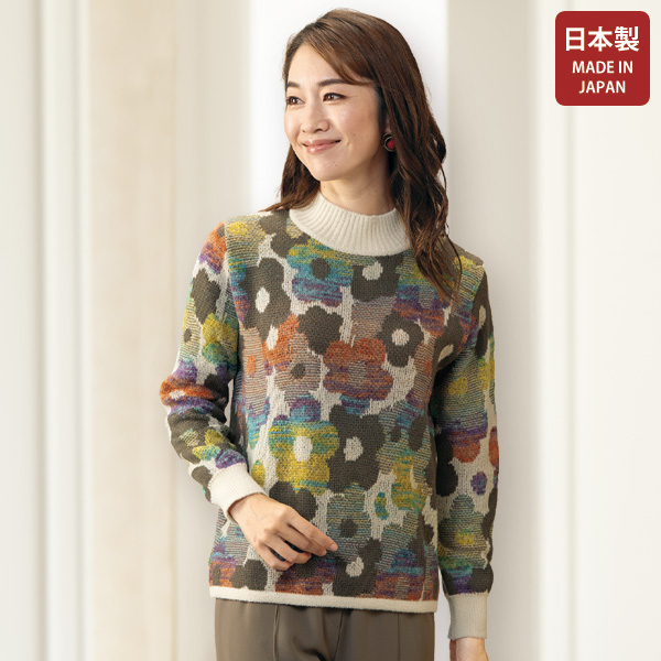 花柄ジャカードセーター