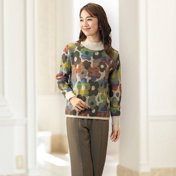 花柄ジャカードセーター