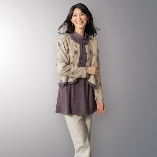 プリントカーディガンアンサンブル