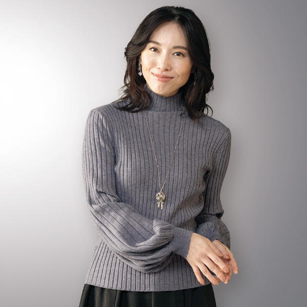 ボリューム袖リブニットプルオーバー