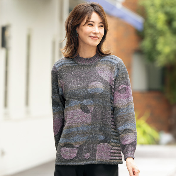 ミックスジャカードニットプルオーバー
