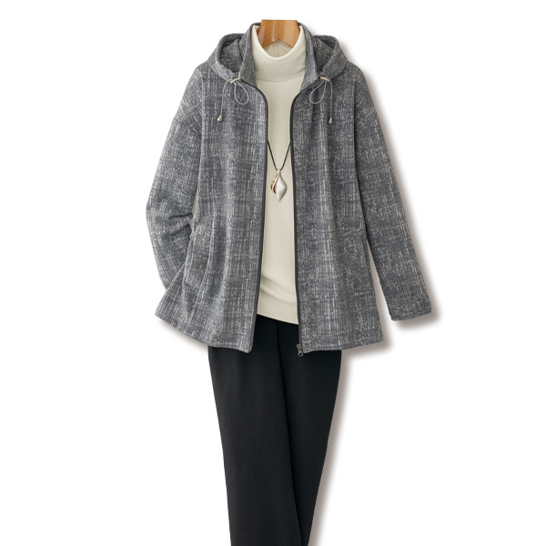 ふくれジャカードカットソー ブルゾンジャケット