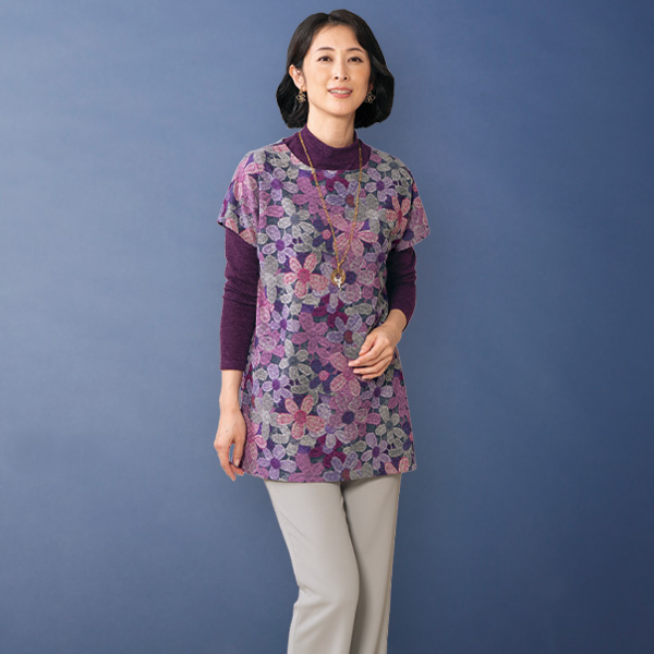 フラワー柄カットソーベストアンサンブル