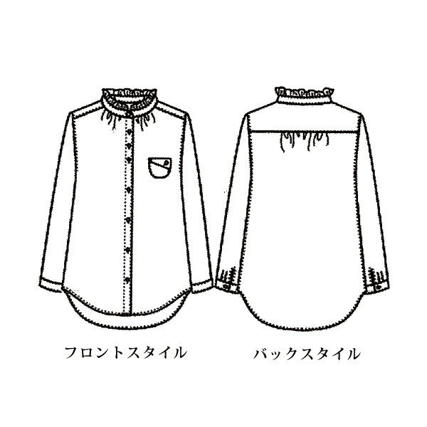 フリル襟水玉プリントブラウス