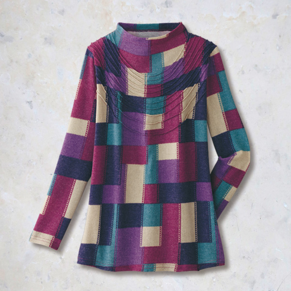 ブロック柄プルオーバー