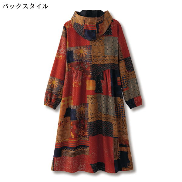 裏フリース使いワンピースコート