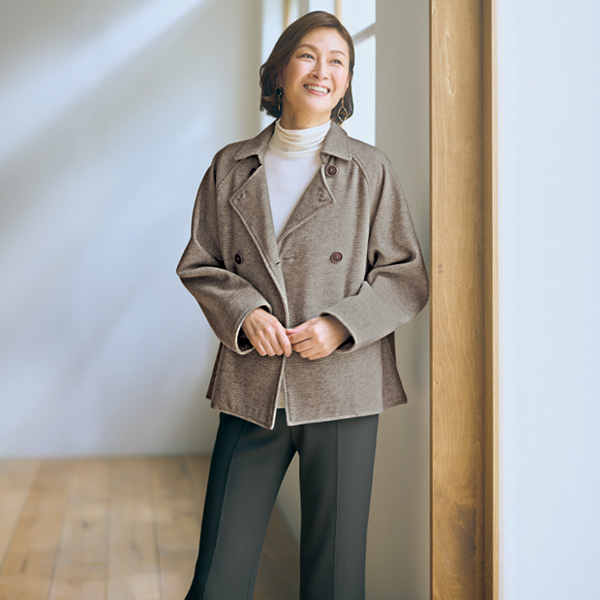 起毛タッチグレンチェックジャケット