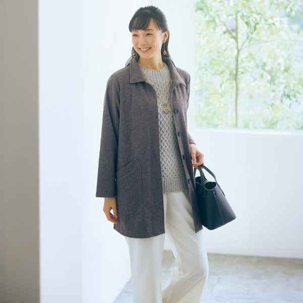 ヘリンボーン柄ライトコート