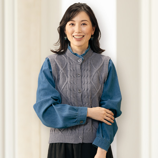 重ね着風ニットプルオーバー