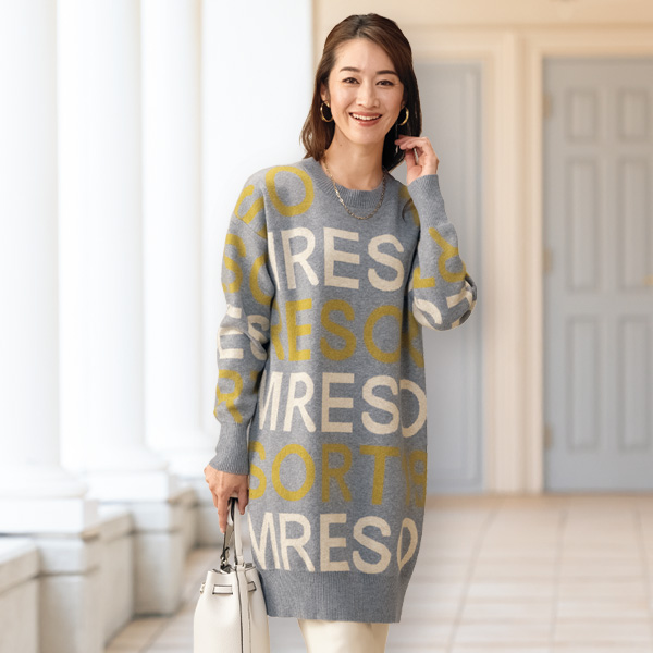 英字ロゴニットチュニック