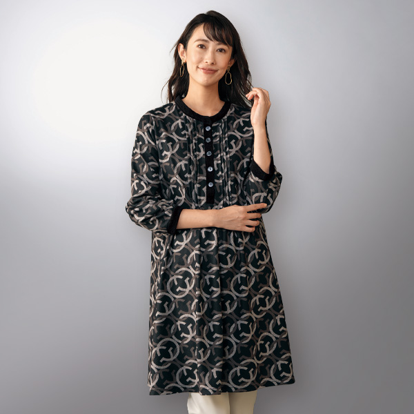 ピンタックデザイン配色デザインチュニック