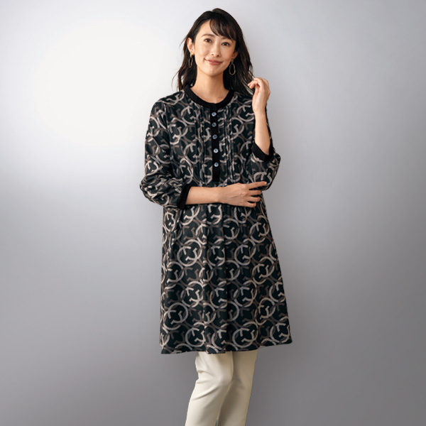 ピンタックデザイン配色デザインチュニック