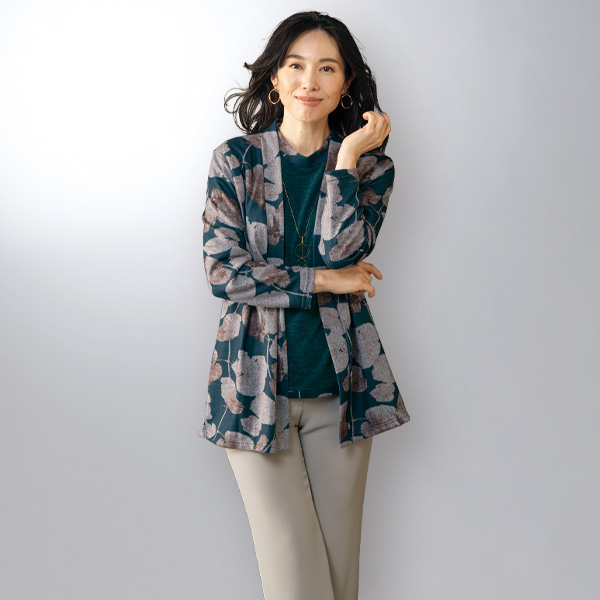 プリントカーディガンアンサンブル