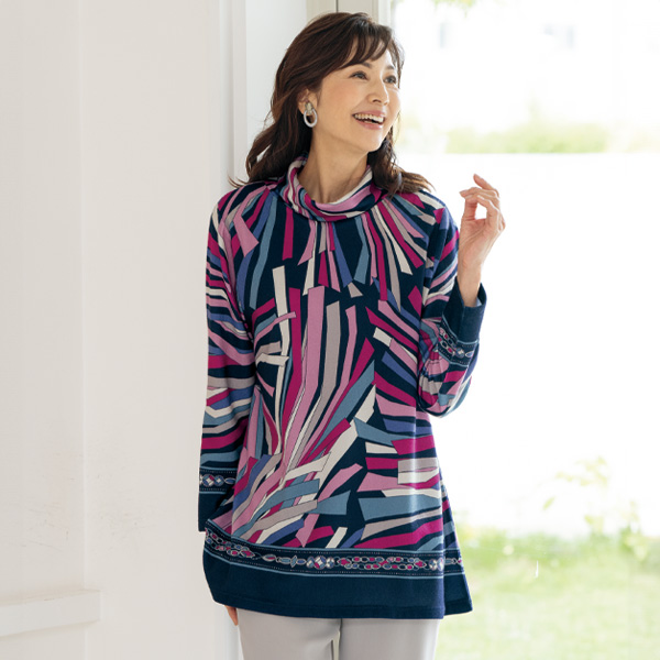 幾何学柄エレガンスチュニック