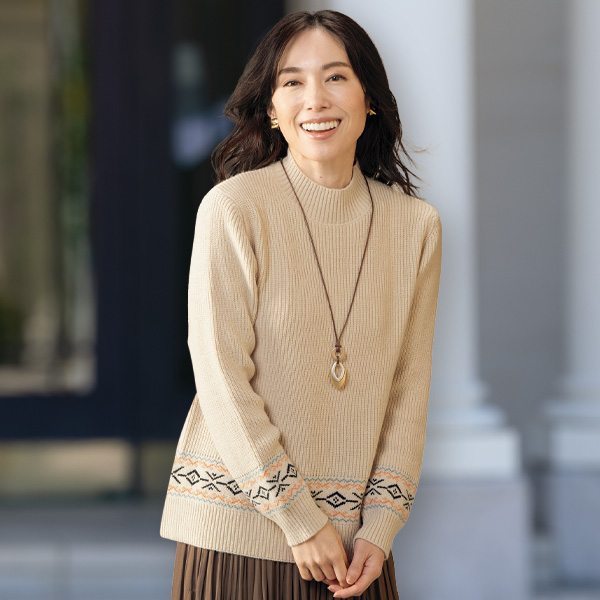 ジャカードニットプルオーバー