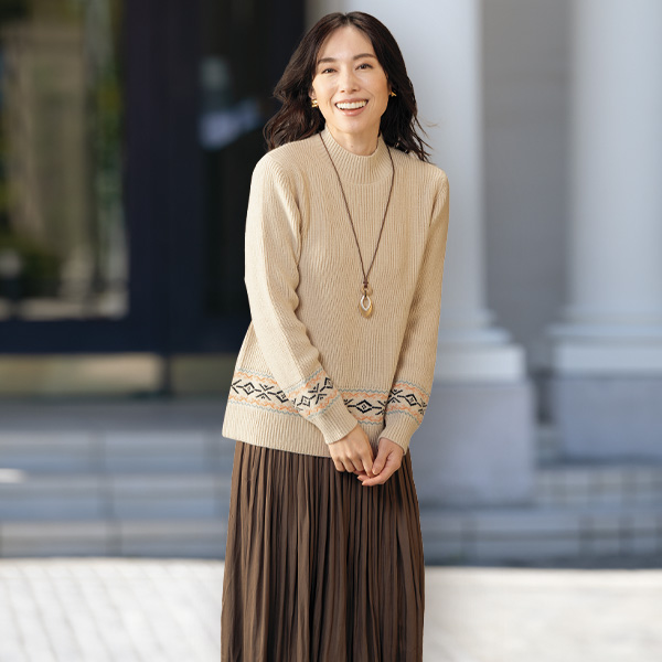 ジャカードニットプルオーバー