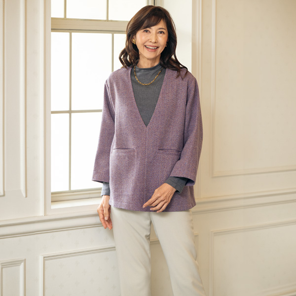 ミックスツイードVネックプルオーバー