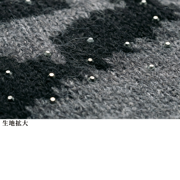 ビジュー付アニマル柄ジャカードニットチュニック