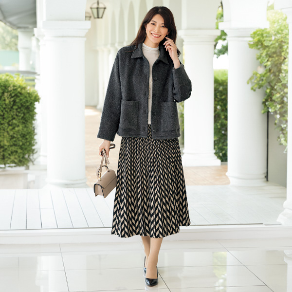 ラメ入りシャギーニットジャケット