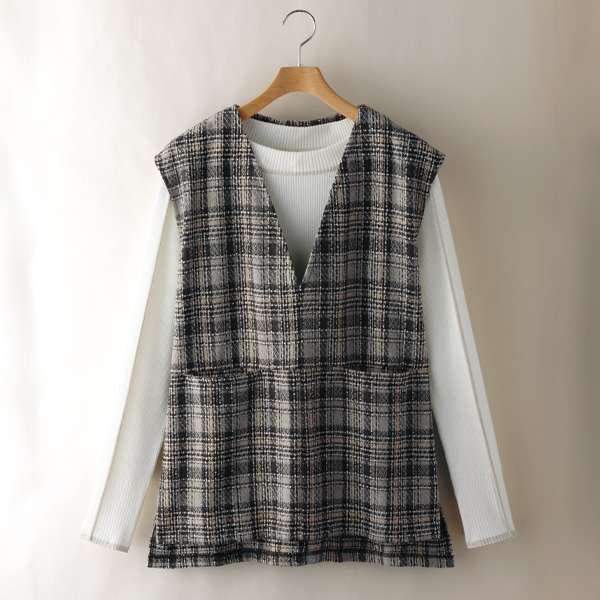 チェック柄ツイード調ベスト