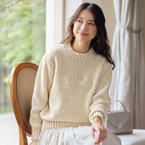 スパンコール使いセーター