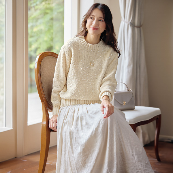 スパンコール使いセーター