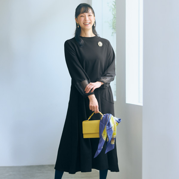 ストレッチフレアワンピース