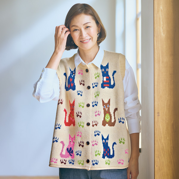 アニマル柄ジャカードベスト