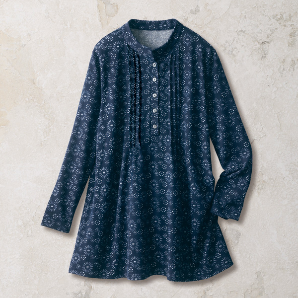 ピンタックプリントチュニック