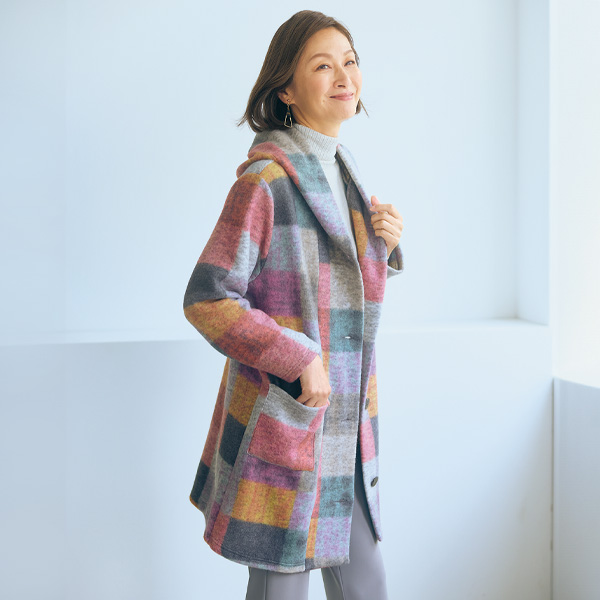 フード付起毛プリントジャケット