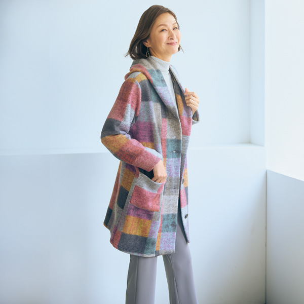 フード付起毛プリントジャケット