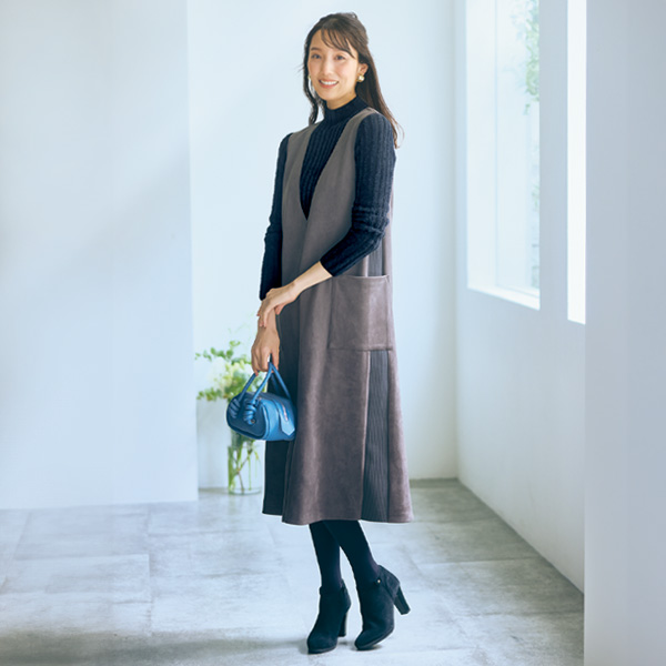 マシュマロスエード調ジャンパードレス