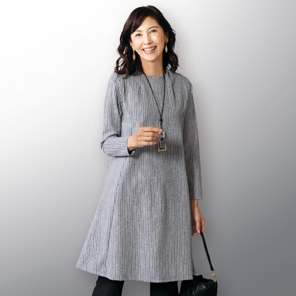 ストライプ柄チュニックワンピース