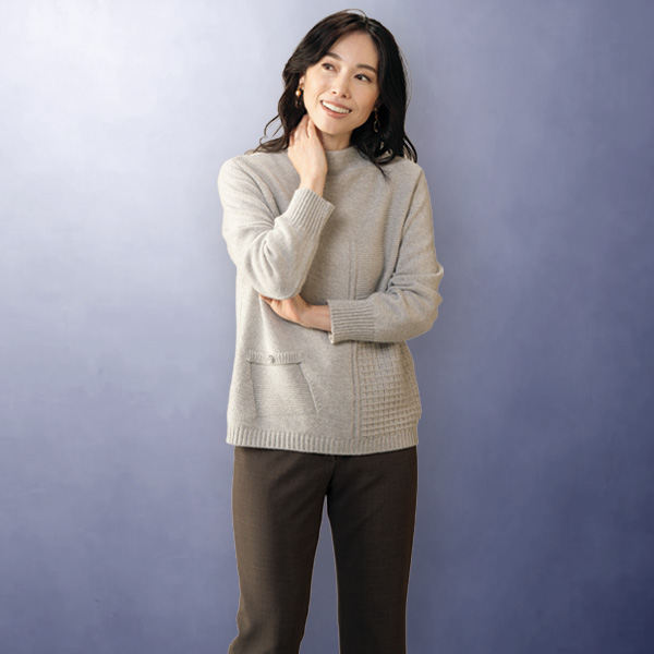 アンゴラ混杢調ニットプルオーバー